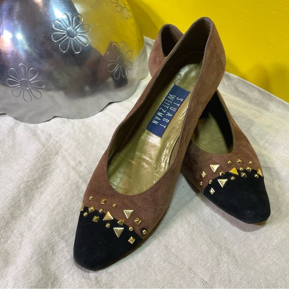 Stuart Weitzman Vintage Suede Pumps Kitten Heels Brown and Black size 7 - Picture 7 of 10